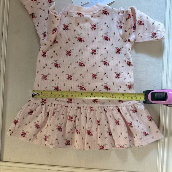 Ralph Lauren pink waffle knit peplum dress w rodebud pattern 3 month NWT - Picture 5 of 16